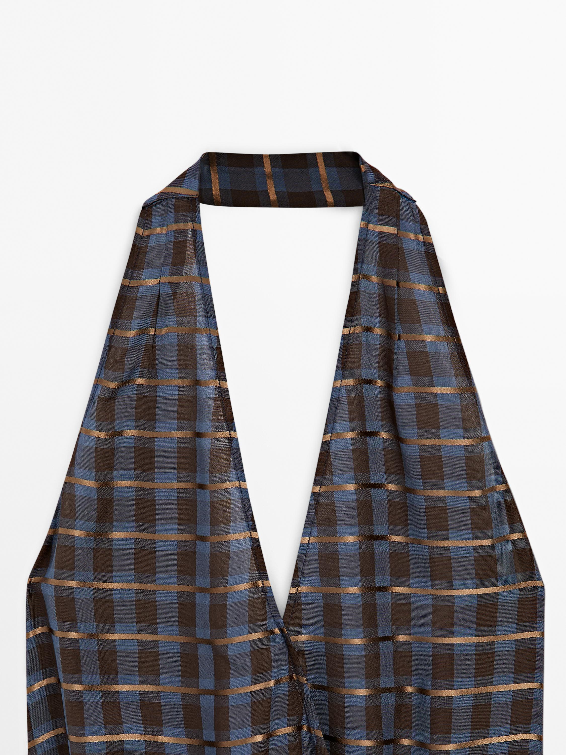 Long printed halter neck flounce dress